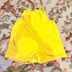 SHEIN Mustard Yellow Tie-Strap Shorts Romper
